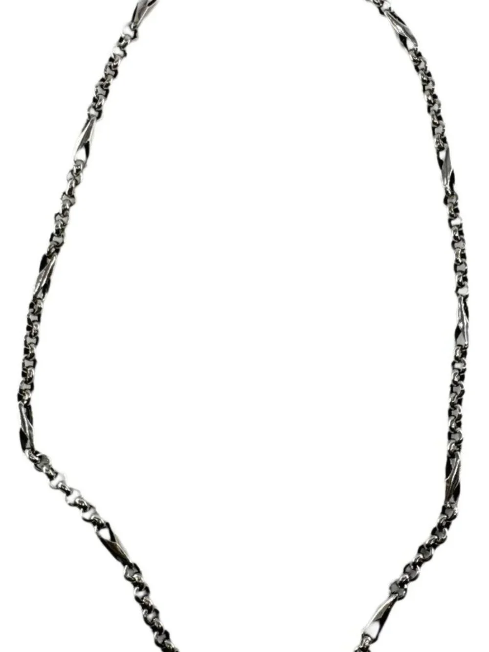 Solid 925 Sterling Silver Vintage Bar Link Chain Necklace 18